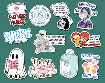 Sticker-Set für Krankenpflegeschüler (PNG), lustiges Geschenk für Krankenpflegeschüler, digitaler Download für Cricut und GoodNotes