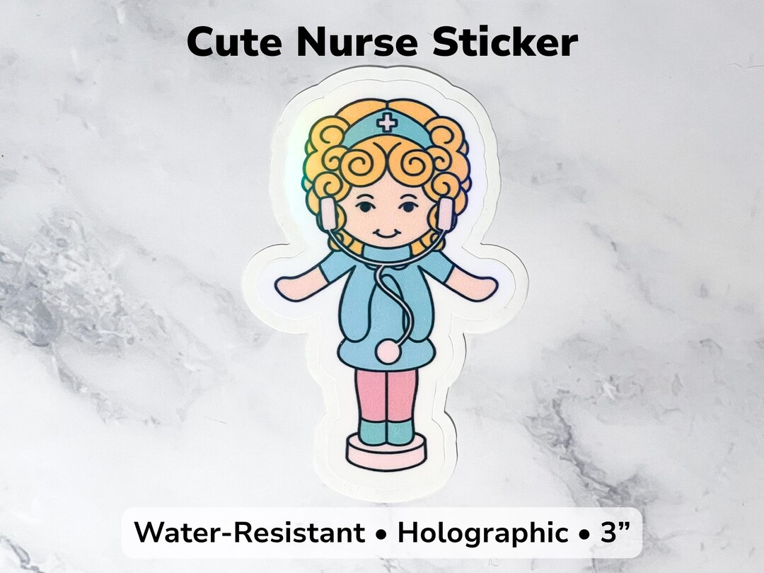 Cute Nurse Sticker, Water-resistant Vinyl Sticker, Nurse Gift, Medical ...