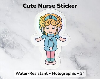 Cute Nurse Sticker, Water-resistant Vinyl Sticker, Nurse Gift, Medical Sticker, RN CNA Healthcare Decal