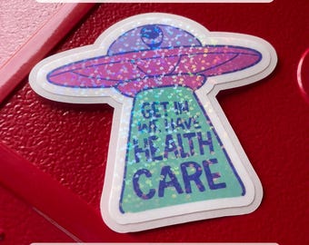 Health Care UFO Sticker Alien Nurse Humor Gift Water Bottle Laptop Decal