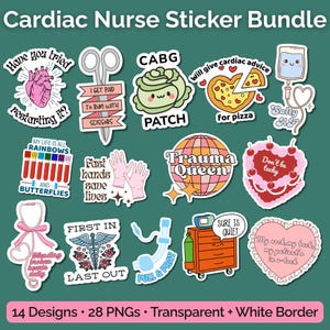 Cardiale verpleegkundige bundel png, cardiologie RN Cath Lab sticker cadeau, Cricut GoodNotes downloaden