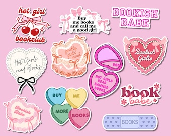 Sticker-Set für Bücherwürmer | Sticker für den Buchclub heißer Mädchen | Digitaler Download für Leseratten