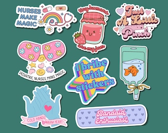Sticker-Bundle für Kinderkrankenschwestern (PNG), Geschenkidee für Kinderkrankenschwestern, digitaler Download für Cricut GoodNotes