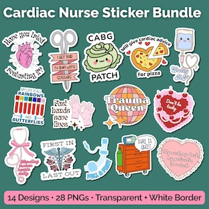 Cardiac Nurse Bundle PNG, Cardiology RN Cath Lab Sticker Gift, Cricut GoodNotes Download
