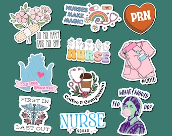 Sticker-Set „Nurse Life“ (PNG), Geschenk für Kollegen des Pflegeteams, digitaler Download für Cricut GoodNotes