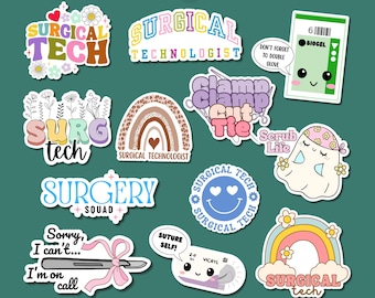 Sticker-Set für OP-Assistenten, zarte Blumenmuster, Regenbögen, Pastellfarben (Digitaler Download)