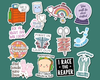 ER-Krankenschwester-Bundle (PNG), Aufkleber für Notfallkrankenschwestern für Cricut und GoodNotes (digitaler Download)