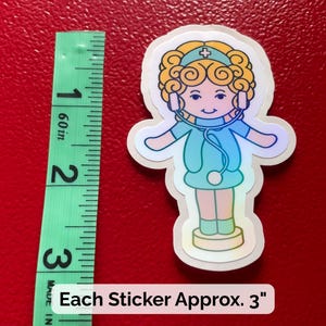 Nurse Doll Sticker, Nostalgic Holographic RN CNA Water-Resistant Vinyl Decal, Nurse Week Gift Bild 3