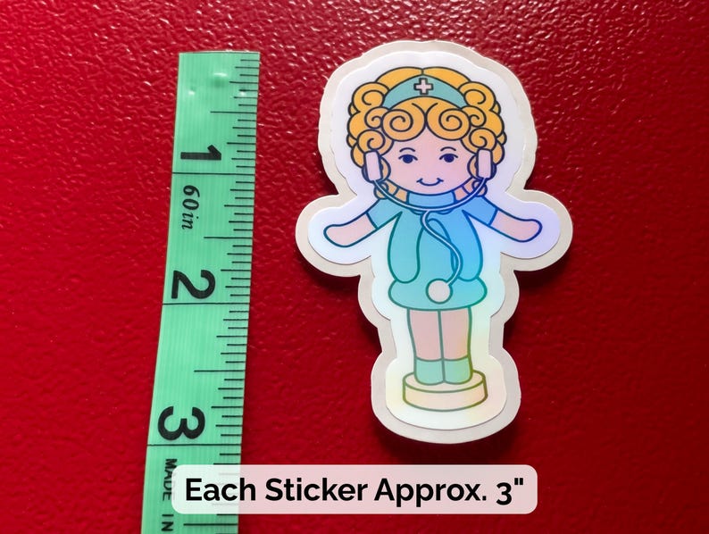 Nurse Doll Sticker, Nostalgic Holographic RN CNA Water-Resistant Vinyl Decal, Nurse Week Gift Bild 3