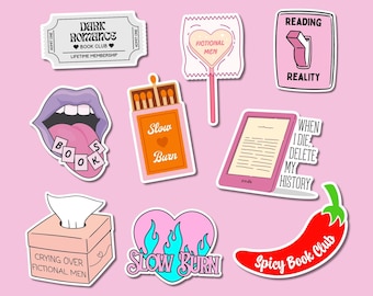 Sticker für prickelnde, düstere Liebesgeschichten | Sticker-Set für Liebhaber von langsamen, emotionalen Romanzen | BookTok Reader Digitaler Download