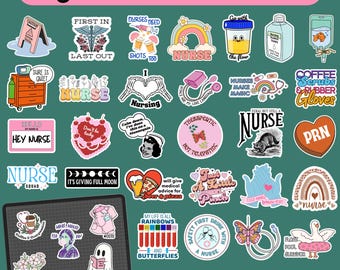 Mega-Sticker-Bundle für Krankenschwestern (PNG, 34 Designs, Geschenkidee für Pflegekräfte, Cricut GoodNotes, digitaler Download)