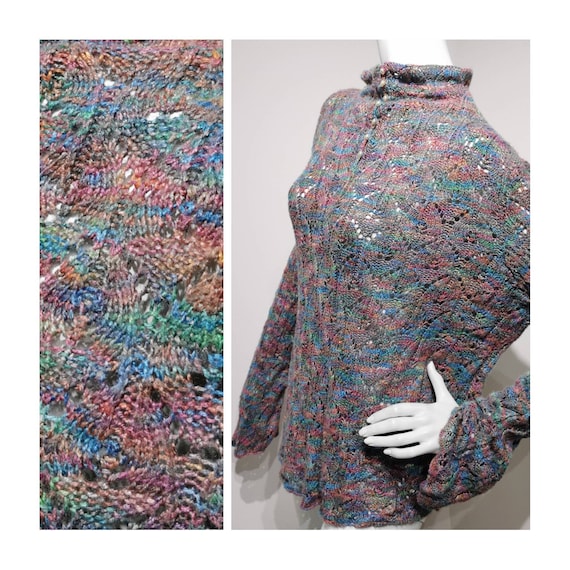 VINTAGE Y2K Hand Knit Pullover Baggy Long Sleeve C