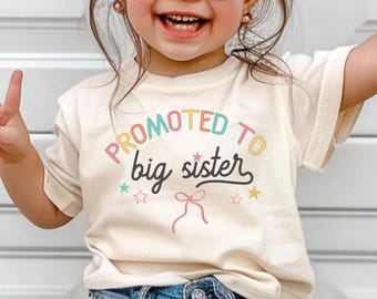 Coquette Big Sister Shirt, Promoted to Big Sister Toddler Tee, Pregnancy Revealing Bow Outfit, Cute Baby Announcement Toddler Girl Shirt Gift