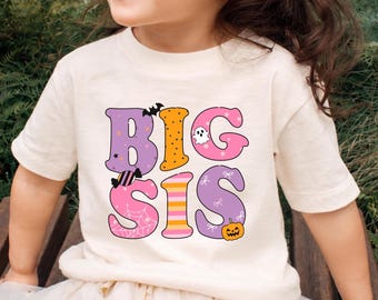 Big Sister Halloween Shirt, Halloween Sibling Announcement, Big Sister Pregnancy Reveal, Cute Halloween Pregnancy Announcement Tee