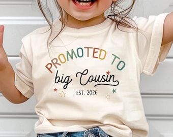Big Cousin Pregnancy Announcement Shirt, Promoted to Big Cousin Shirt, Cousin Announcement Outfit, New Cousin Toddler Tee