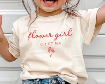Custom Name Flower Girl Shirt, Flower Girl Proposal Gift, Toddler Wedding Party Tee, Flower Girl gift, Wedding Party Gift