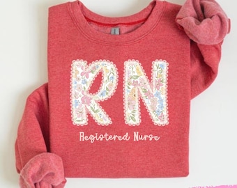 Custom Name RN Sweatshirt, Comfort Colors Registered Nurse Shirt, Nursing Student Gift, Nurse RN Gift for her