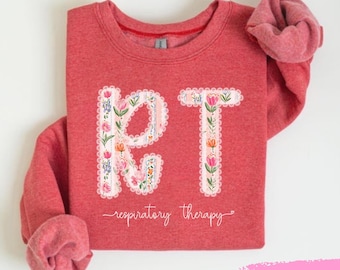 RT Respiratory Therapy Sweatshirt, Floral RT Tee, Healthcare Worker Gift, Custom RT Shirt, Respiratory Gift