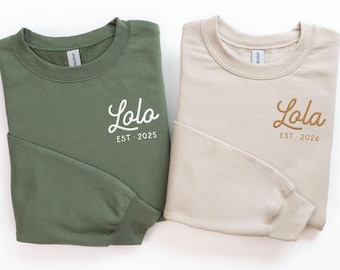 Personalized Embroidered lolo and lola Sweatshirt, Pregnancy Announcement Sweater, New Grandparent Gift, Filipino Grandparents Crewneck