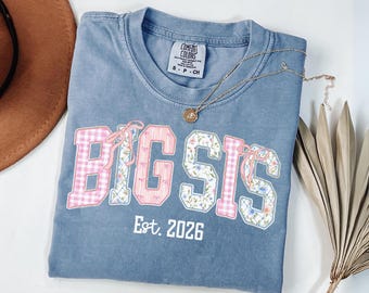 Coquette Big Sis Shirt, Personalized Big Sister Tee, Pregnancy Reveal Outfit, Floral Bow Kids Sibling Shirt