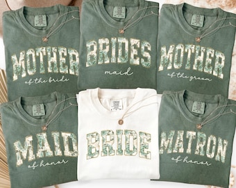 Comfort Colors Bridal Party Shirts, Floral Wedding Shirts, Bridesmaid Shirt, Maid of Honor, Mother of the Bride, mog gift