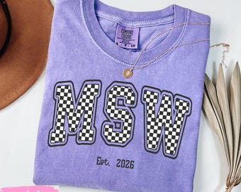 Checkered MSW Shirt, MSW Shirt Social Work, Graduation MSW Gift, Custom Master Social Work Sweatshirt, Social Worker Gift Personalized
