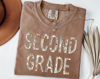 Personalized Second Grade Teacher Shirt, Floral Teacher Shirt Comfort Colors, Back to School Teacher Team Shirt, 2nd Teacher Gift