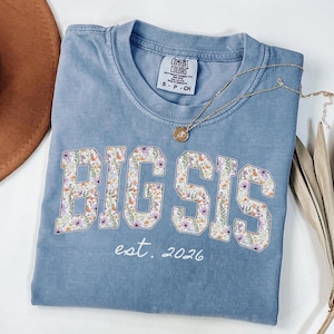 Comfort Colors Big Sis Shirt, Floral Big SisterTee, Shirt Announcement Kids, Youth Matching Sister Shirts, Pregnancy Reveal Outfit