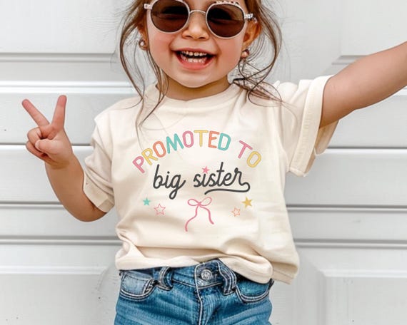 Coquette Big Sister Shirt, Promoted to Big Sister Toddler Tee, Pregnancy Reveal Bow Outfit, Cute Baby Announcement Toddler Girl Shirt Gift