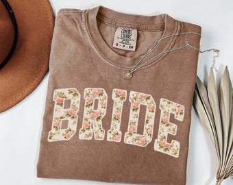 Espresso Bride Shirt, Vintage Rose Floral Bride Tee, Comfort Color Bridal Shower Shirt, Bachelorette Party Tee, Future Mrs Gift