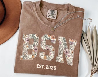 Personalized BSN floral Shirt, nursing student gift, future nurse sweater, BSN Class of 2026 Sweatshirt