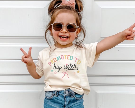 Coquette Big Sister Shirt, Promoted to Big Sister Toddler Tee, Pregnancy Reveal Bow Outfit, Cute Baby Announcement Toddler Girl Shirt Gift