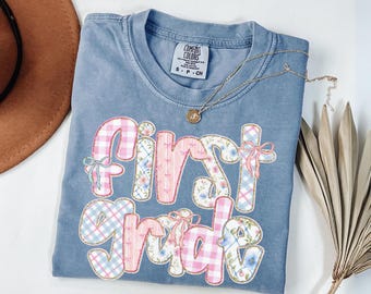 Personalized First Grade Shirt Girl, First Day of School Shirt, Custom Name Back to School Tee, Coquette First Grade tee, Grade School Shirt