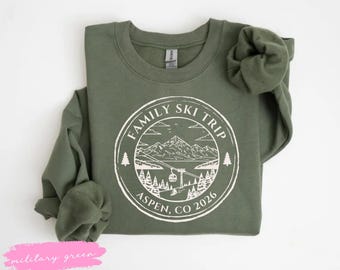 Custom Ski Trip Sweatshirt, Matching Family Vacation Sweater, Ski Crew Crewneck,  Après Ski Cabin Group Shirt, ski trip gift
