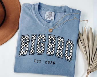 Comfort Colors Big Bro Shirt, Big Brother Checkerboard Tee, Shirt Announcement Kids , Youth Matching Bro Shirts, Pregnancy Reveal Outfit