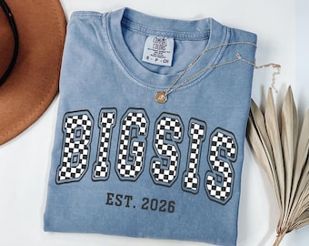 Comfort Colors Big Sis Shirt, Big Sister Checkerboard Tee, Shirt Announcement Kids , Youth Matching Sister Shirts, Pregnancy Reveal Outfit