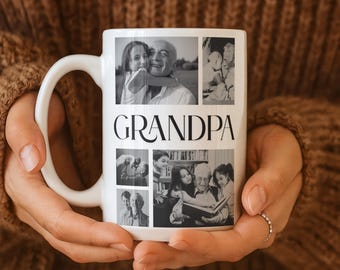 Personalized Grandpa Photo Mug, Custom grandfather gift, grandkids gift mug, birthday grandpa mug.