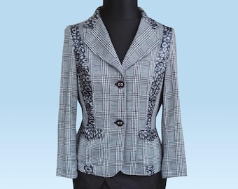 Blusen-Jacke, Blazer Brüssel mit Leoprint. Gr. 40