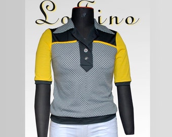 Polo shirt with graphic pattern in colour contrast, Granada. Gr. 38