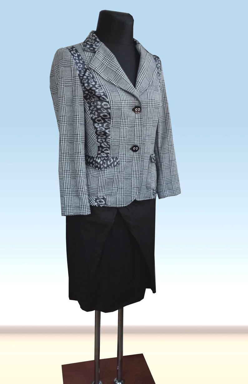 UK 14 US 12 Blazer Br\u00fcssel with Leoprint Blouse jacket