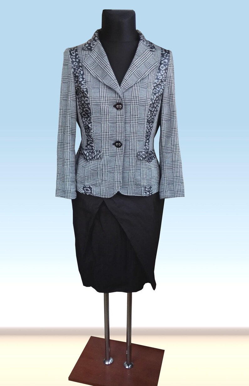 UK 14 US 12 Blazer Br\u00fcssel with Leoprint Blouse jacket