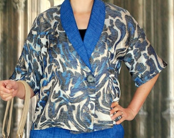 Blusenjacke in blue from mix fabric. size US 14-18