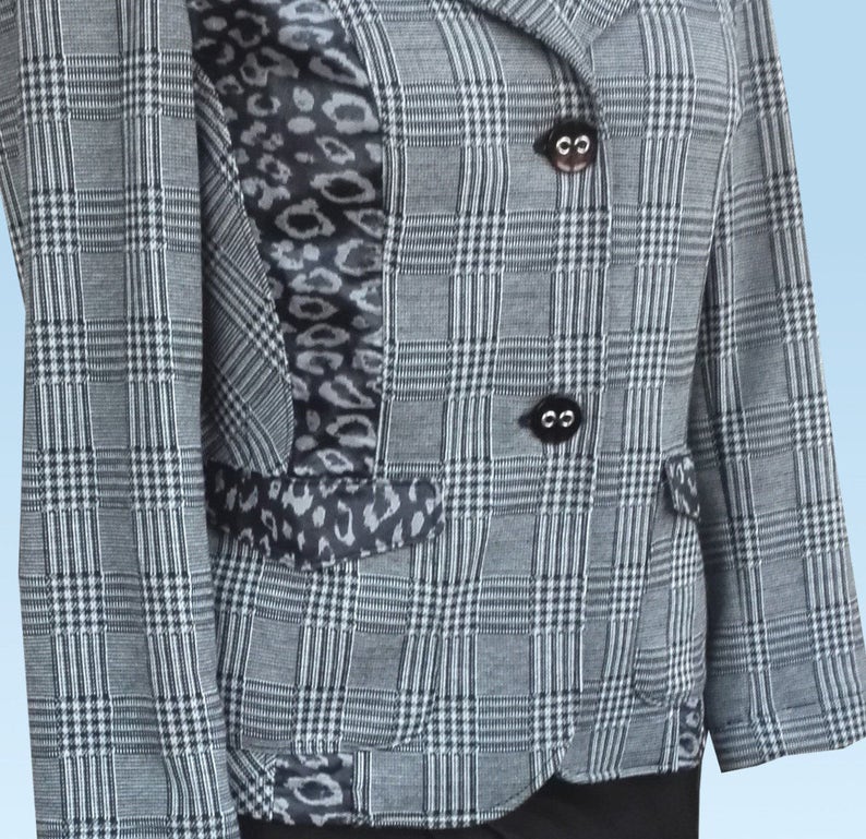UK 14 US 12 Blazer Br\u00fcssel with Leoprint Blouse jacket