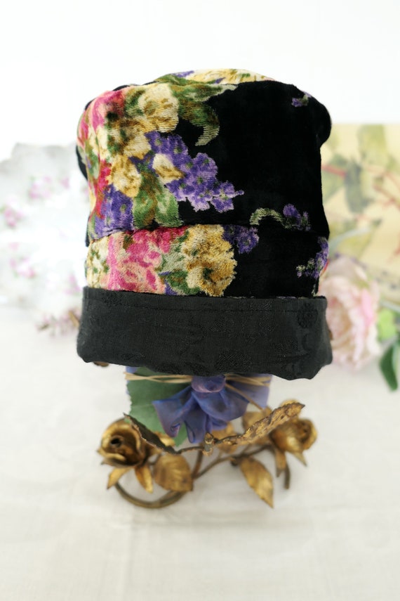 GoRGeouS APRIL CORNELL HAT! Crushed Velvet~Floral… - image 6