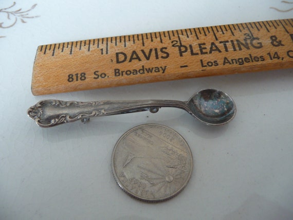 Sterling Silver SPOON Brooch/PIN! Darling Petite … - image 3