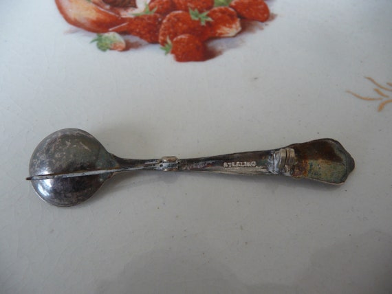 Sterling Silver SPOON Brooch/PIN! Darling Petite … - image 4