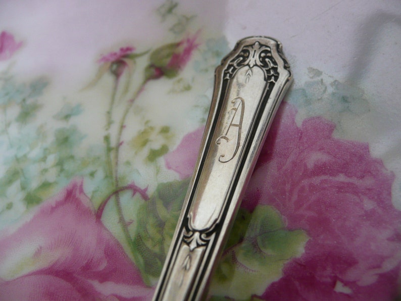Sterling FORK Initial A!~Silver MONOGRAMMED ViNtAgE FlatwareSilverware WALLACE SaladServing w Gorgeous Etched MonogramMonoInitial~SwEEt
