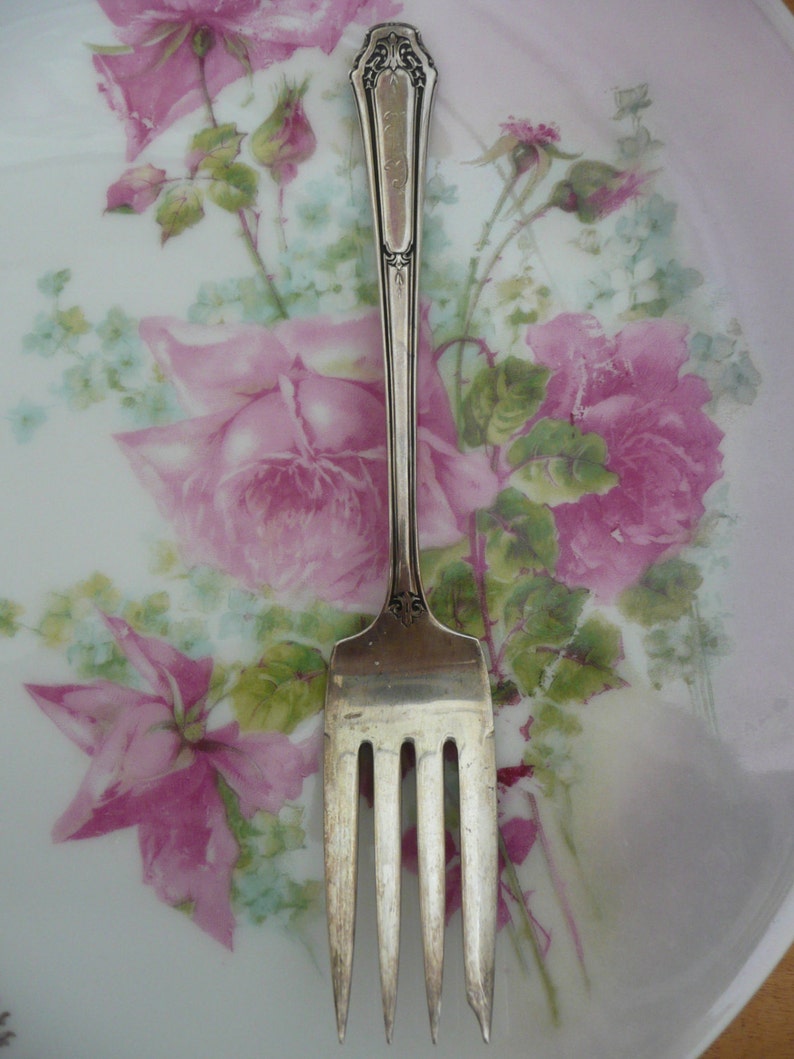 Sterling FORK Initial A!~Silver MONOGRAMMED ViNtAgE FlatwareSilverware WALLACE SaladServing w Gorgeous Etched MonogramMonoInitial~SwEEt
