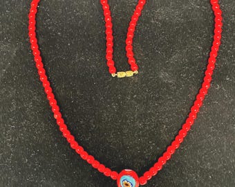 Vintage Venetian Murano Glass Bead Necklace! Red! Italian/Italy 23" Long~Elegantly Simple!