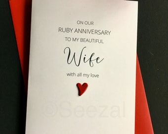 Wife Ruby Wedding Anniversary Cards - Etsy UK
